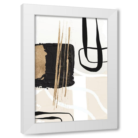 Abstract Black and Gold-5 White Modern Wood Framed Art Print by Moss, Sally Ann