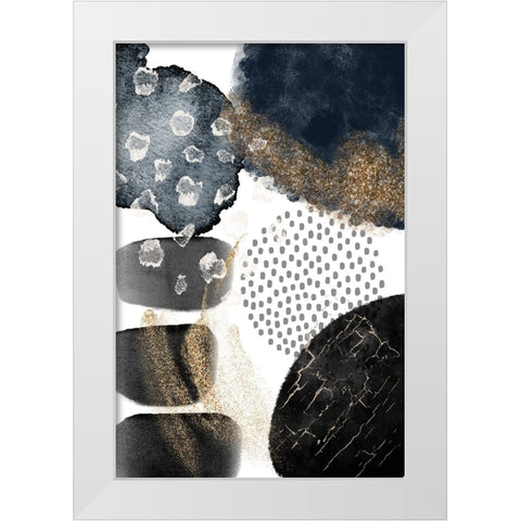 Abstract Black and Gold-2 White Modern Wood Framed Art Print by Moss, Sally Ann