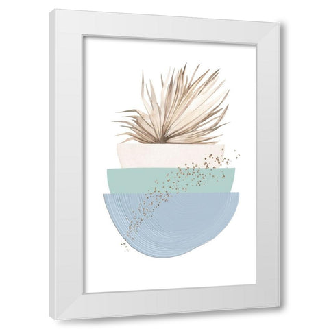 Blue green boho-3 White Modern Wood Framed Art Print by Moss, Sally Ann