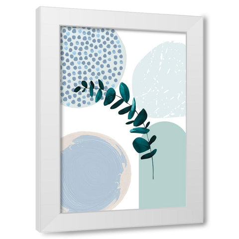 Blue green boho-2 White Modern Wood Framed Art Print by Moss, Sally Ann