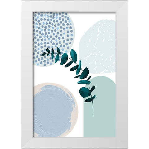 Blue green boho-2 White Modern Wood Framed Art Print by Moss, Sally Ann