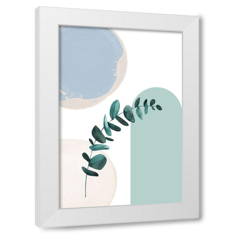 Blue green boho-1 White Modern Wood Framed Art Print by Moss, Sally Ann