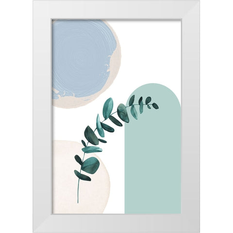 Blue green boho-1 White Modern Wood Framed Art Print by Moss, Sally Ann