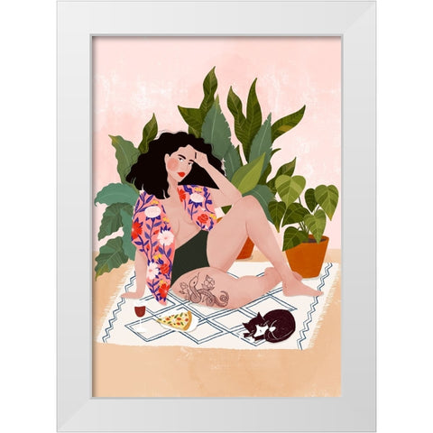 Sunday pizza White Modern Wood Framed Art Print by Tomljanovic, Maja