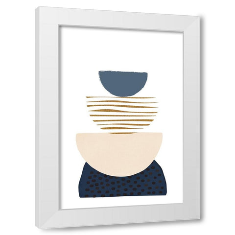 boho blue-3 White Modern Wood Framed Art Print by Moss, Sally Ann