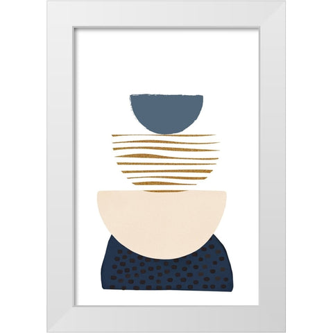 boho blue-3 White Modern Wood Framed Art Print by Moss, Sally Ann