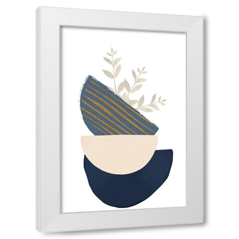 boho blue-2 White Modern Wood Framed Art Print by Moss, Sally Ann