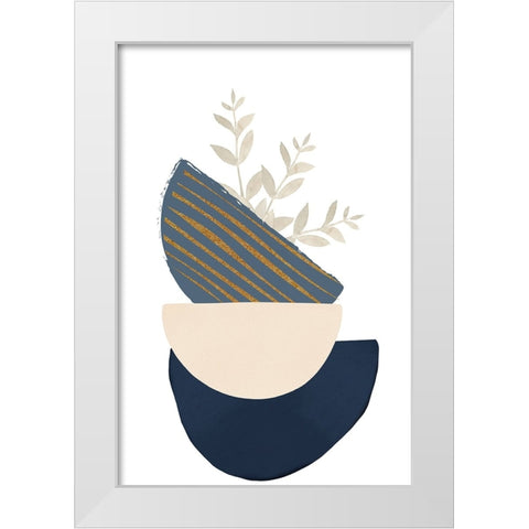 boho blue-2 White Modern Wood Framed Art Print by Moss, Sally Ann