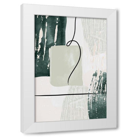 Abstract Shapes in Green-3 White Modern Wood Framed Art Print by Moss, Sally Ann
