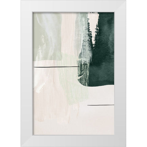 Abstract Shapes in Green-2 White Modern Wood Framed Art Print by Moss, Sally Ann
