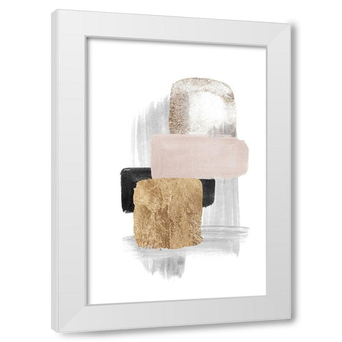 Brush Strokes-5 White Modern Wood Framed Art Print by Moss, Sally Ann