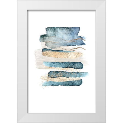 Atlantic Blue Abstract-1 White Modern Wood Framed Art Print by Moss, Sally Ann