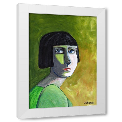 Lady with the Look White Modern Wood Framed Art Print by Bursic, Sharyn