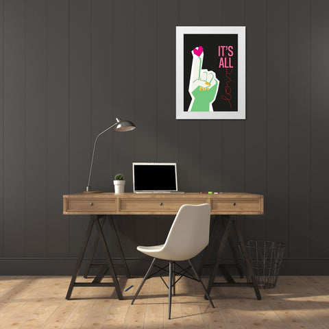 Its All Love Hand Grey White Modern Wood Framed Art Print by Collett, Frances