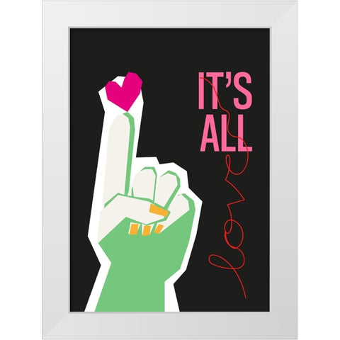 Its All Love Hand Grey White Modern Wood Framed Art Print by Collett, Frances