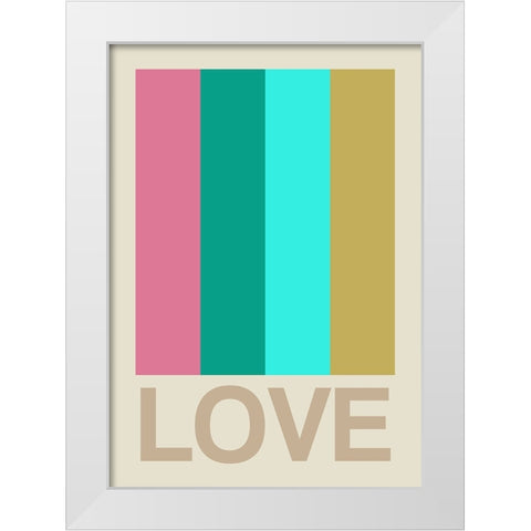 Retro Stripe LOVE CItrus White Modern Wood Framed Art Print by Collett, Frances