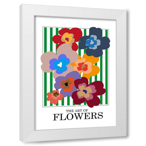 The Art Of Flowers Green Stripe White Modern Wood Framed Art Print by Collett, Frances