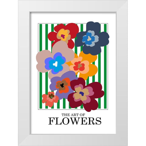 The Art Of Flowers Green Stripe White Modern Wood Framed Art Print by Collett, Frances