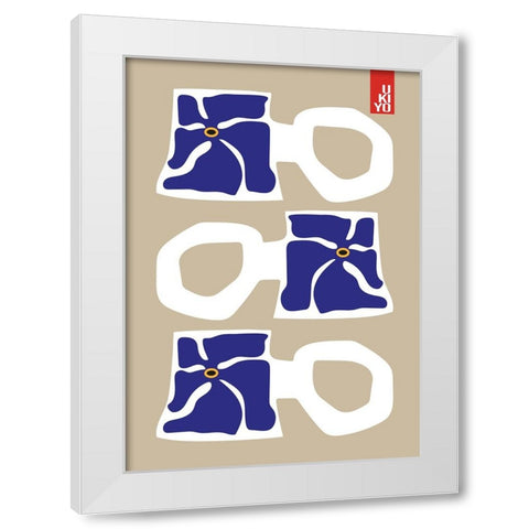 Ukiyo Mug Blue White Modern Wood Framed Art Print by Collett, Frances