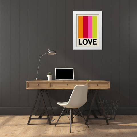 Retro Stripe LOVE Fruit White Modern Wood Framed Art Print by Collett, Frances