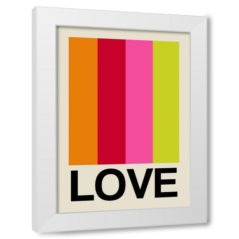 Retro Stripe LOVE Fruit White Modern Wood Framed Art Print by Collett, Frances