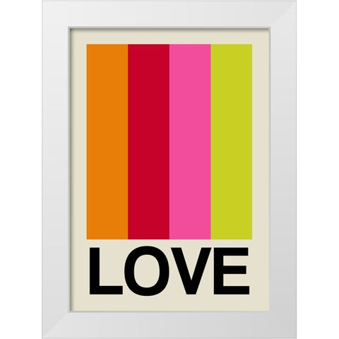 Retro Stripe LOVE Fruit White Modern Wood Framed Art Print by Collett, Frances