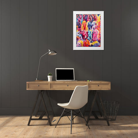 Ponies White Modern Wood Framed Art Print by Key and Sea
