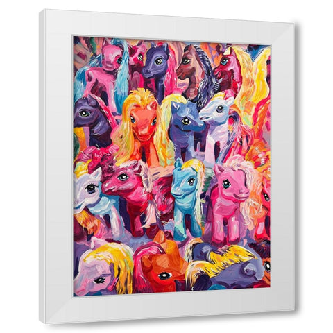 Ponies White Modern Wood Framed Art Print by Key and Sea