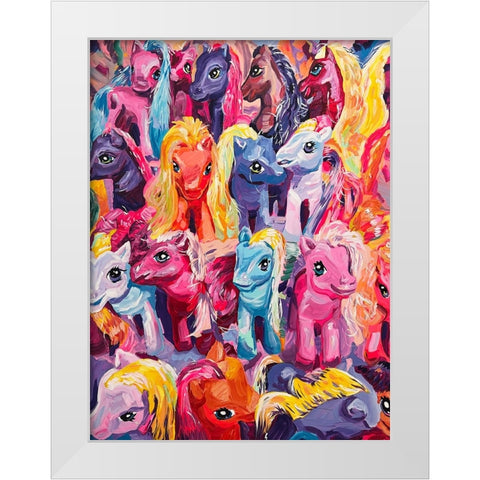 Ponies White Modern Wood Framed Art Print by Key and Sea