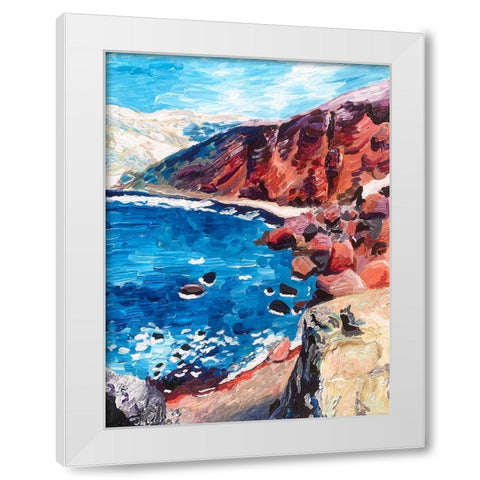 Red Sand Beach White Modern Wood Framed Art Print by Key and Sea