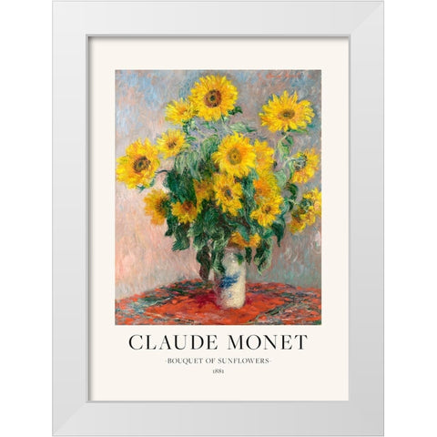 Bouquet Of Sunflowers White Modern Wood Framed Art Print by Pictufy