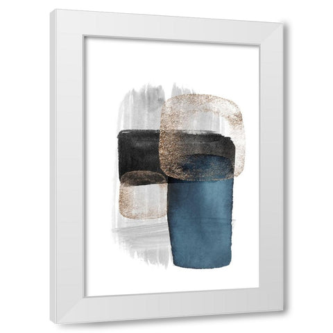 Night Blue-3 White Modern Wood Framed Art Print by Moss, Sally Ann