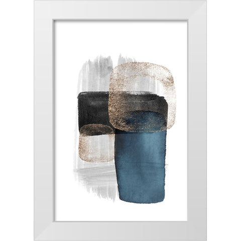 Night Blue-3 White Modern Wood Framed Art Print by Moss, Sally Ann