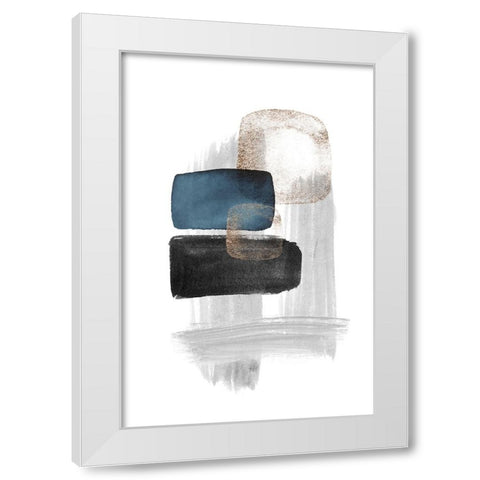 Night Blue-1 White Modern Wood Framed Art Print by Moss, Sally Ann