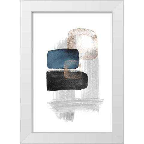 Night Blue-1 White Modern Wood Framed Art Print by Moss, Sally Ann