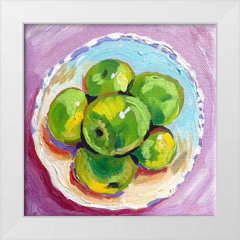 Apples White Modern Wood Framed Art Print by Key and Sea