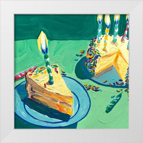 Birthday Cake White Modern Wood Framed Art Print by Key and Sea
