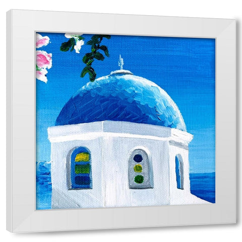 Blue Dome White Modern Wood Framed Art Print by Key and Sea