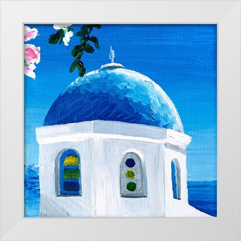 Blue Dome White Modern Wood Framed Art Print by Key and Sea