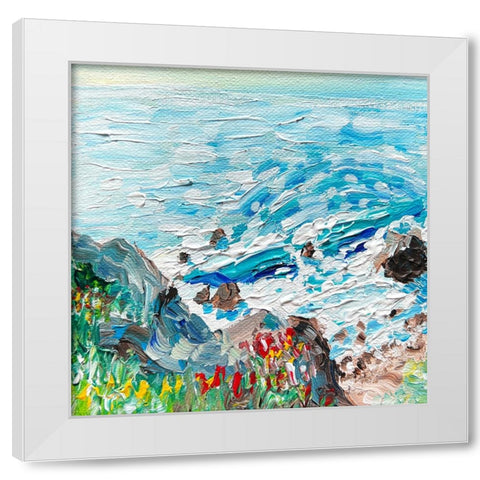 Coastline White Modern Wood Framed Art Print by Key and Sea