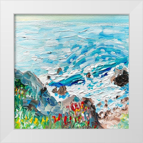 Coastline White Modern Wood Framed Art Print by Key and Sea