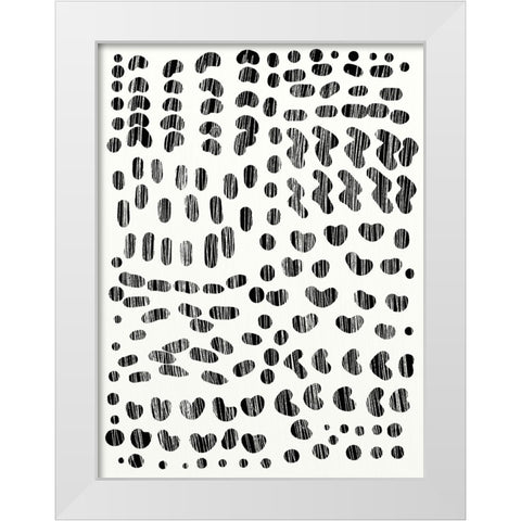 Dots and Strokes White Modern Wood Framed Art Print by Hobday, Dan