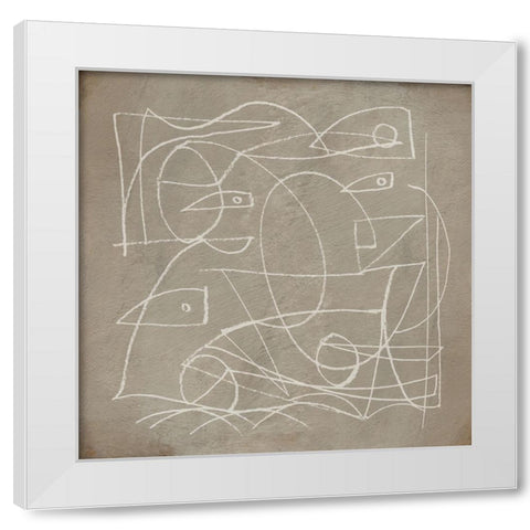 Faces White Modern Wood Framed Art Print by Hobday, Dan