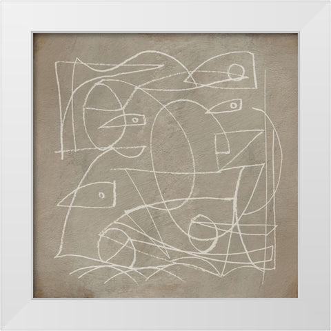 Faces White Modern Wood Framed Art Print by Hobday, Dan