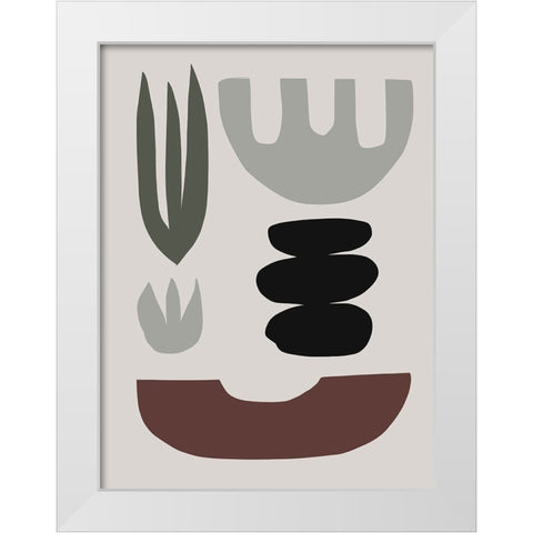 Shapes White Modern Wood Framed Art Print by Hobday, Dan