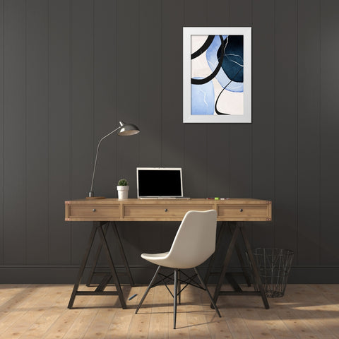 Shapley Blue-3 White Modern Wood Framed Art Print by Moss, Sally Ann
