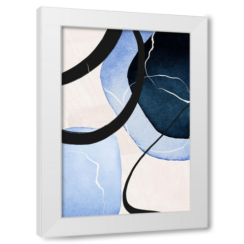 Shapley Blue-3 White Modern Wood Framed Art Print by Moss, Sally Ann