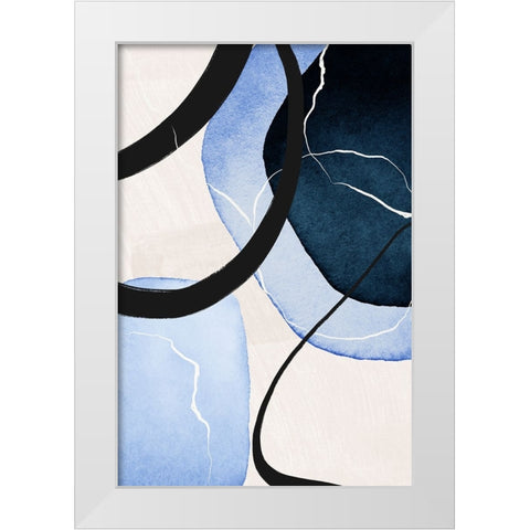 Shapley Blue-3 White Modern Wood Framed Art Print by Moss, Sally Ann