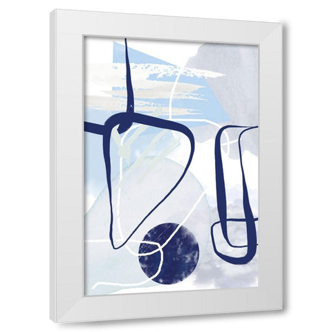 Lines of Blue-1 White Modern Wood Framed Art Print by Moss, Sally Ann