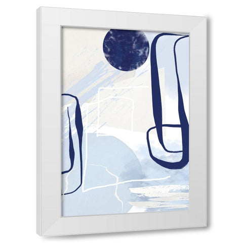 Lines of Blue-3 White Modern Wood Framed Art Print by Moss, Sally Ann